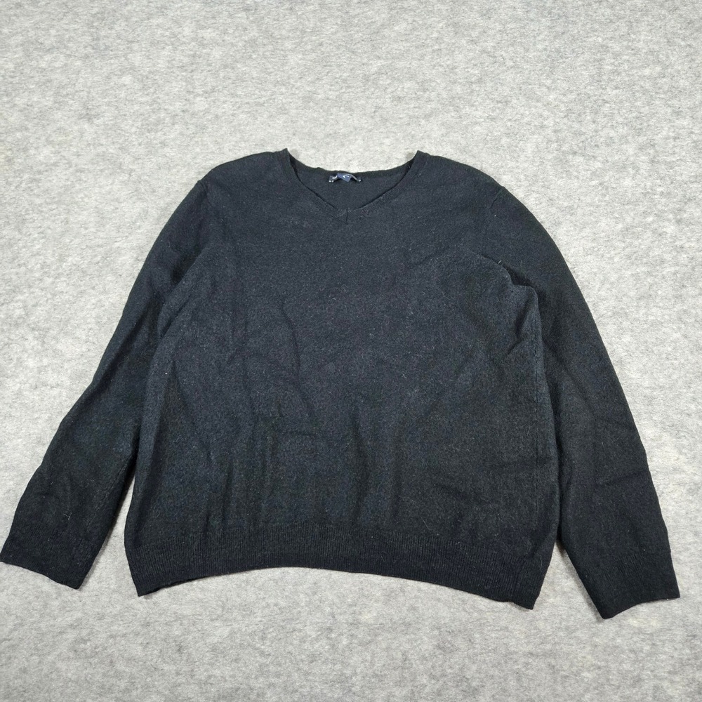 Gap Mens Black Extra Fine Merino Wool Classic V-Neck Sweater XL